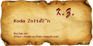 Koda Zoltán névjegykártya